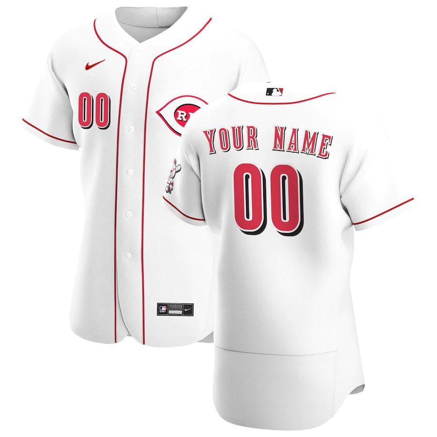 Mens Cincinnati Reds Nike White Home Authentic Custom MLB Jerseys